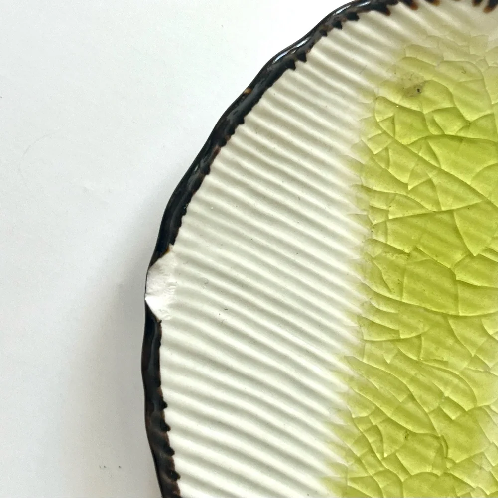 Crate & Barrel glass leaf ceramic jewelry plate